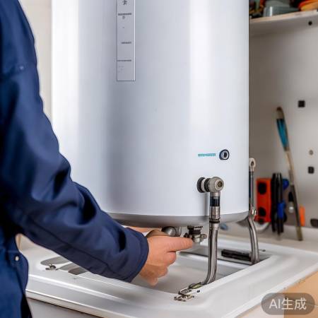 安装热水器，注意方向。