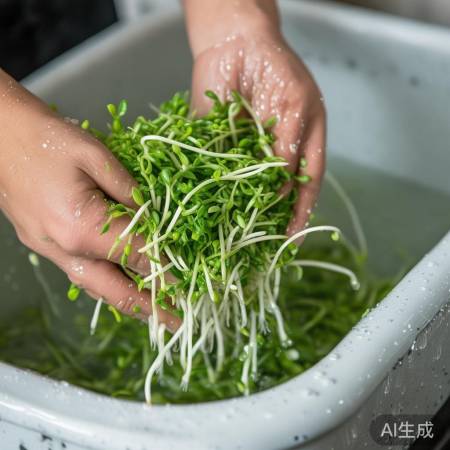 豆芽清洗，勿洗太彻底