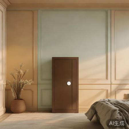 米蓝卧室配深棕保险柜