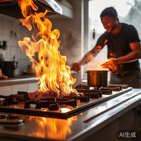 猛火燃气灶，火焰旺盛