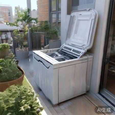 阳台地漏积水问题，洗衣机盖解决