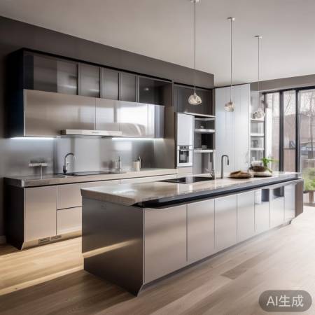 “简约银色油烟机,智能感应守护