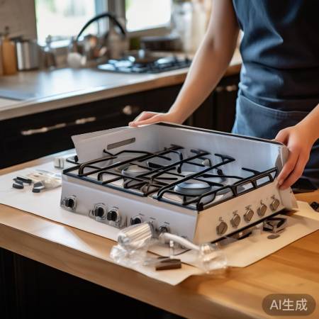 检查燃气灶配件，准备开干